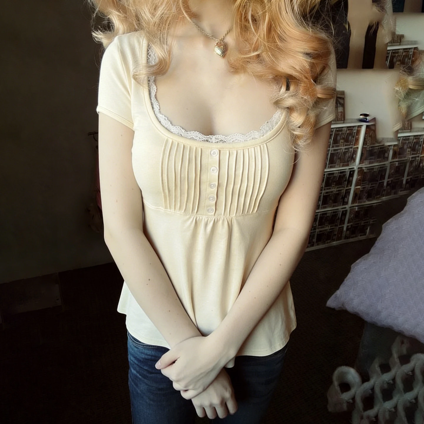 [RUOKE] Sweet Soft Girl Short Sleeve Top Spring Summer French Style Lace A-line Blouse Loungewear Casual Outfit Date Coquette