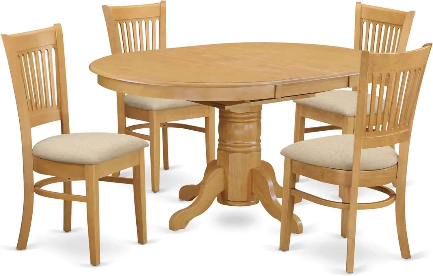 East West Furniture Avva5-Oak-C Avon 5 Piece Modern Set Includes An Oval Wooden Table With Butterfly Leaf And 4 Linen Fabric