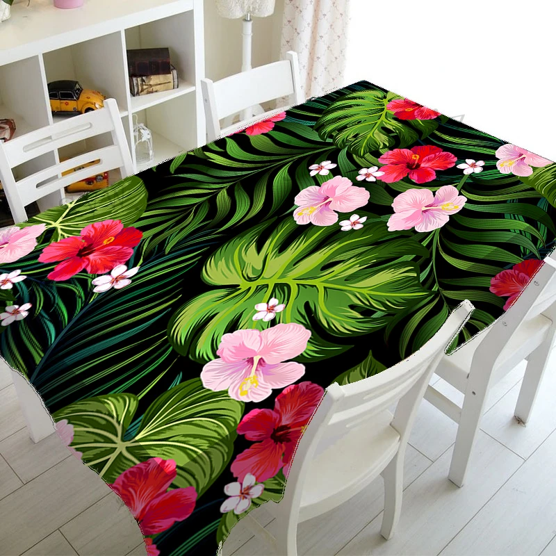 Tropical Palm Leaf Tablecloth Home Kitchen Tablecloth Wedding Holiday Party Rectangular Coffee Table Tablecloth Beach Towel