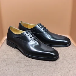 Fashion Men's Genuine Leather Oxford Snake Skin Prints Handmade Lace Up Pointed Toe Office Wedding Party Dress Shoes for Men