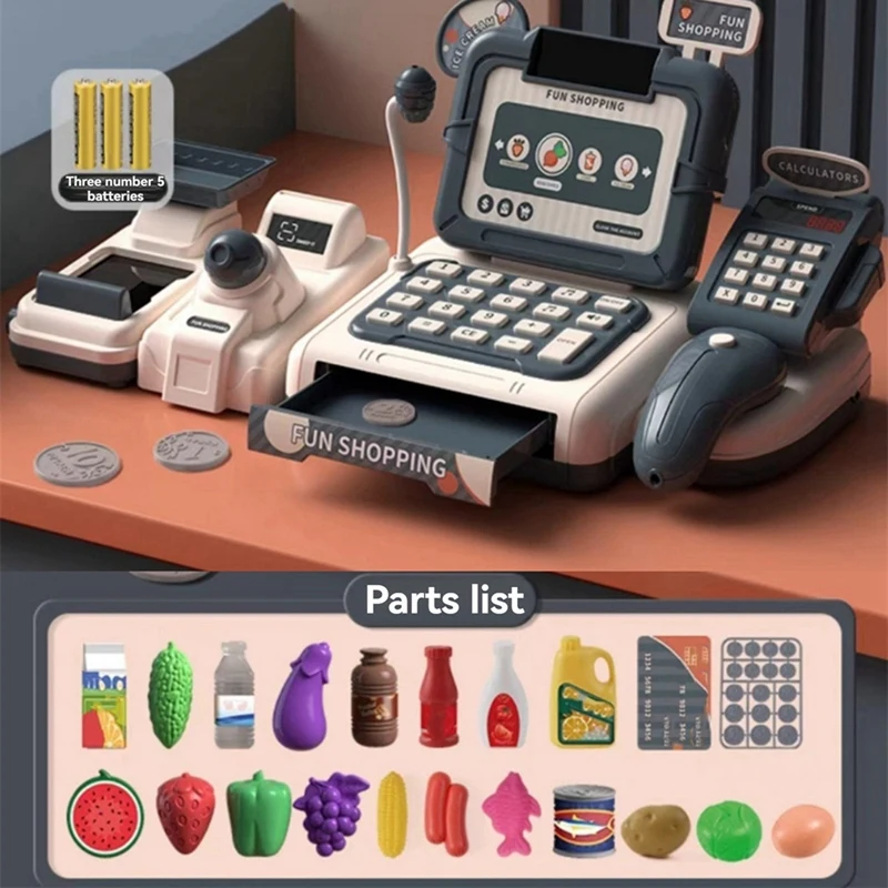 Kids Cash Register Pretend Cash Register Pretend Play Calculating Kids Accessories Scanner &Sounds Light Cash Register