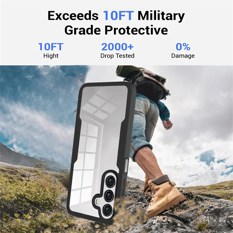 حافظة فاخرة 360 كاملة مضادة للصدمات لهاتف سامسونج جالاكسي A15 A25 A35 A55 5G A05 A05S 4G غطاء خلفي شفاف مع حماية الشاشة Funda