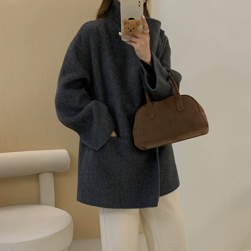 

2024 autumn and winter new design double-sided cashmere coat, women's temperament versatile wool woolen coat