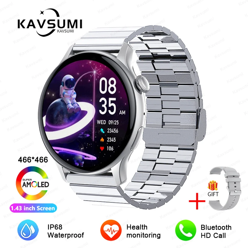 GUHUAVMI 2025, NEUE NFC-GPS-Smartwatch für Damen, AMOLED, immer auf dem Display, BT-Anruf, Herzfrequenz, Blutdruck, Fitness-Track, Smartwatch für Damen 8