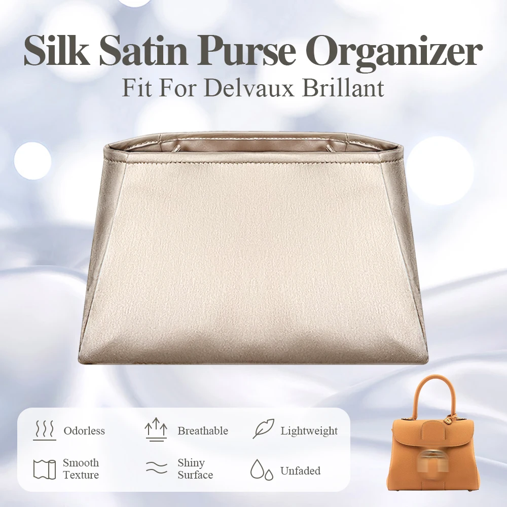 

Silk Satin Purse Organizer Insert Fit for Delvaux Brillant Mini Handbag Inside Storage Bag Organizer Inner Liner Bag Organizer