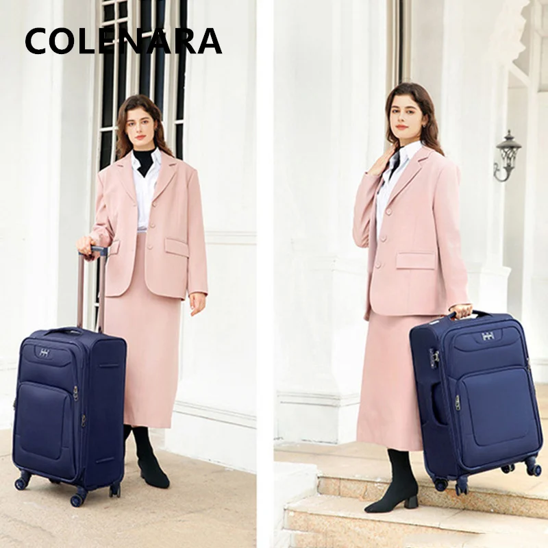 COLENARA Rolling Suitcase Oxford Cloth Boarding Suitcase Set of Large-capacity Trolley Bags Men's Carry-on Travel Luggage
