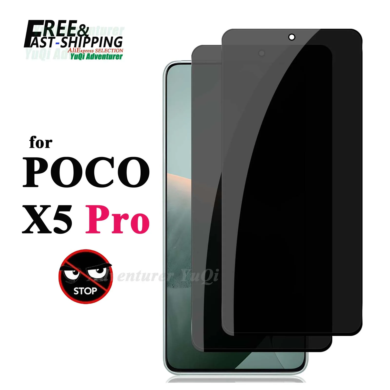 Anti Spy Screen Protector For POCO X5 Pro Xiaomi, Tempered Glass 9H Privacy Peep Scratch High Aluminum Case Friendly