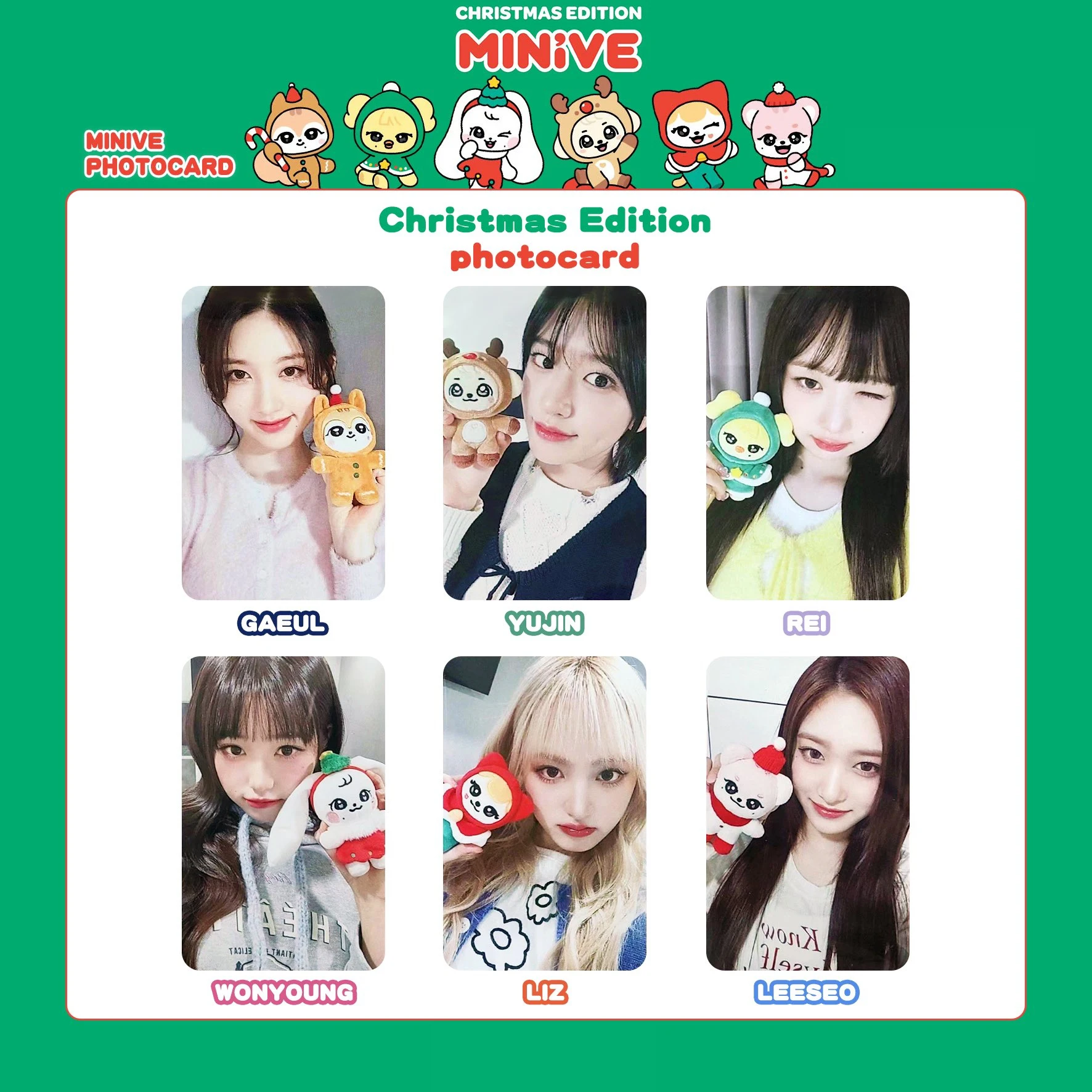 1VE Girl Group X MINIVE Christmas Doll Card Yujin Gaeul Wonyoung LIZ Rei Leeseo Peripheral Small Cards