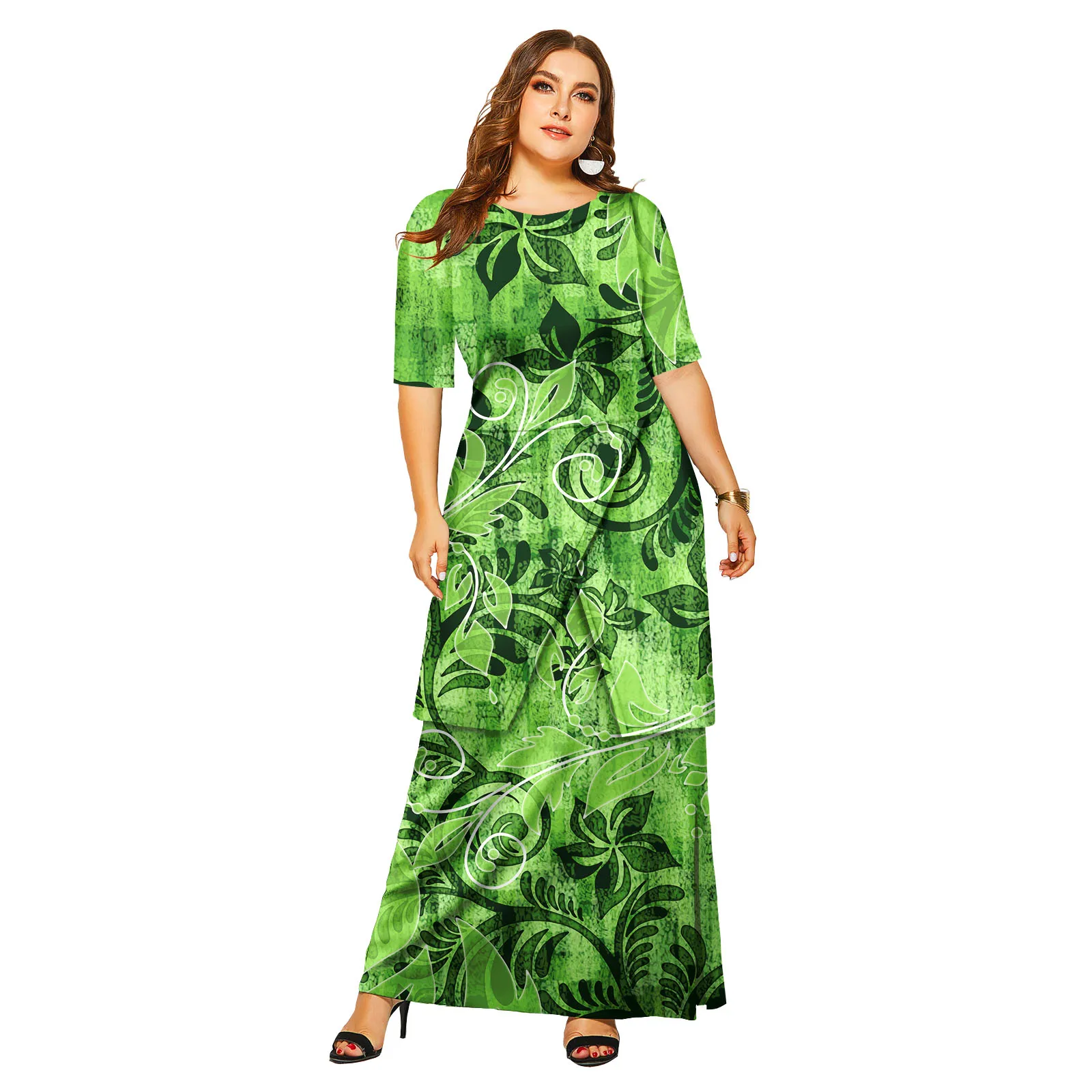 ใหม่มาถึง Island ชุด Polynesian Tribal Puletasi ซามัวผู้หญิงสบายๆ 2 ชิ้นชุดพลัสขนาดผู้หญิงชุด