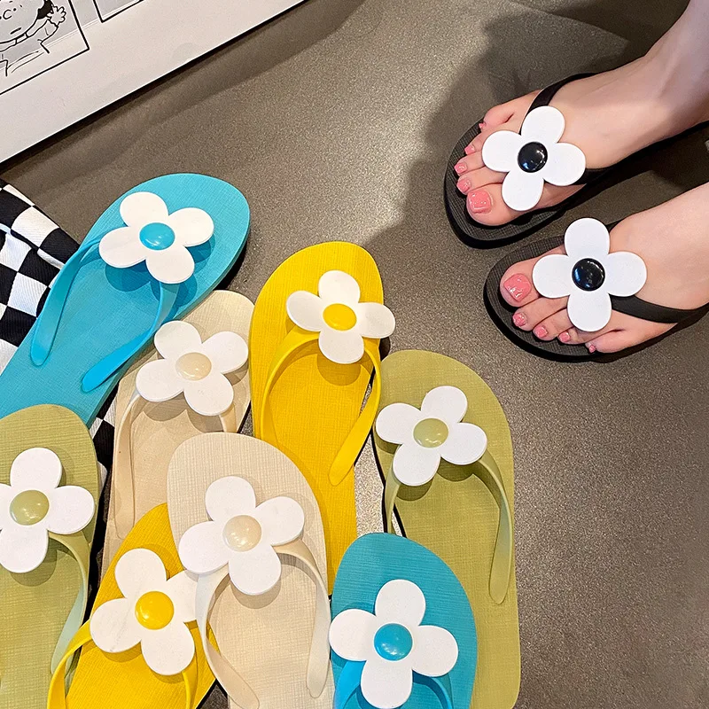 Women Fashion Floral Summer Slippers Clip Toe Flip Flops Shoes Female Outdoor Beach Sandals Ladies Casual Flat Slides