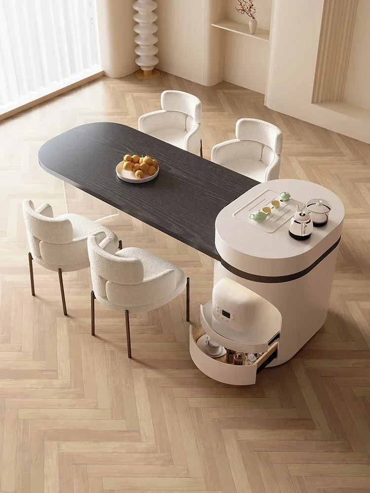

Suspension Feeling Kitchen Island Dining Table Integrated Retractable Light Luxury Modern Multi-Functional Stone Plate Tea Table