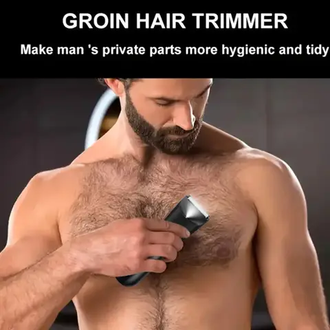Men'S Groin Body Hair Trimmer, Electric Ball Trimmer, Includes 2 Guard Attachments, Ceramic Blade Head, Wet And Dry Shaver