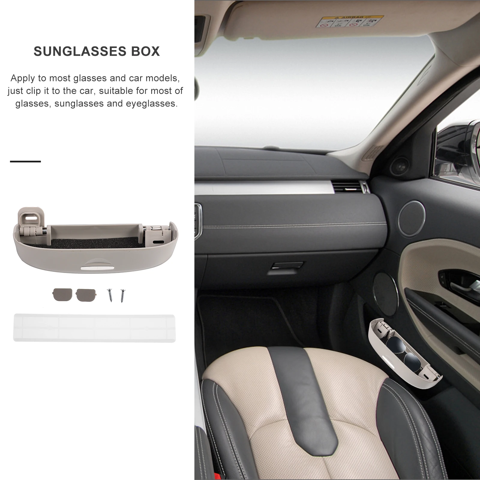 

Car Glasses Case Sun Visor Eyeglasses Container Multiple Grey Plastic Sunglasses for