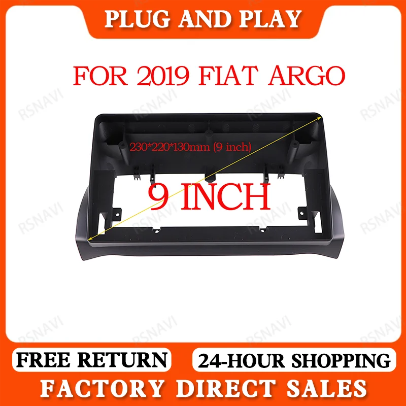 RSNAVI 9 Inch Audio Frame Radio Facia Panel is Suitable For 2019 FIAT ARGO Install Facia Console Bezel Adapter Plate Trim Cover