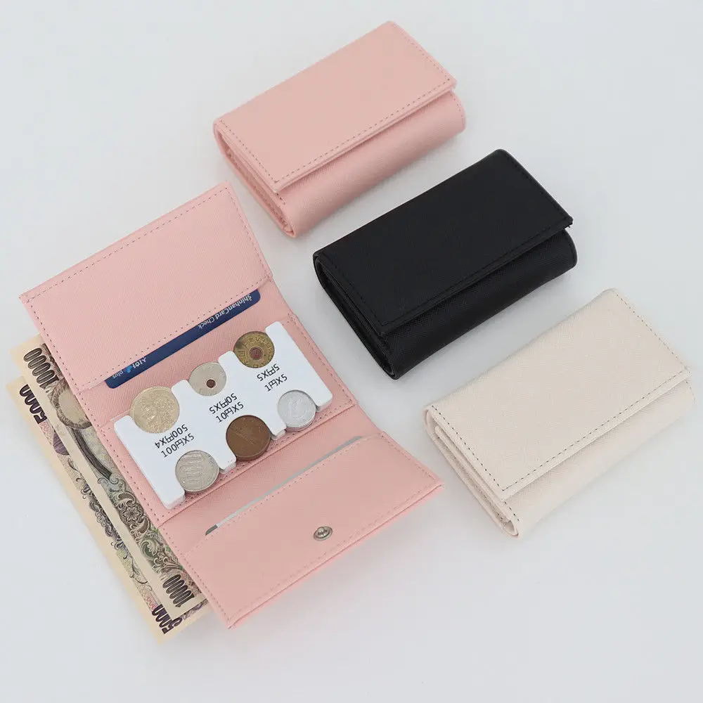 Colourful Portable Cross Pattern 2-In-1 Coin Clip Organizer Loss Prevention Tri-fold Zero Wallet Leather Cover Travel Card Case