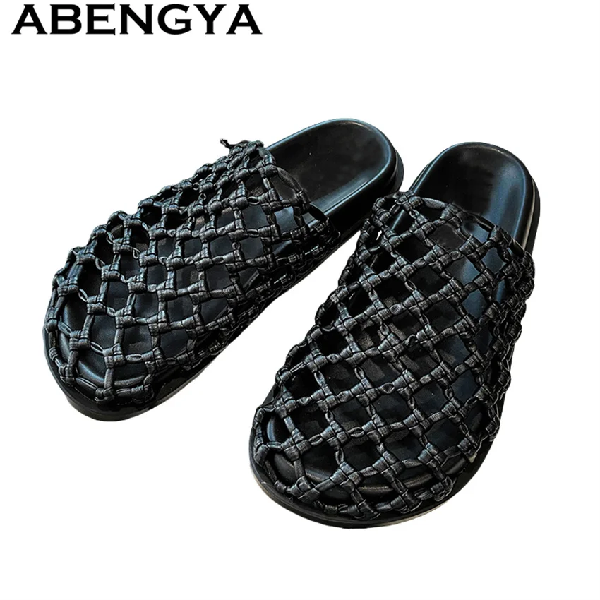 

Summer Outdoor Comfortable Mesh Hollow Beach Flat Slippers Women Round Toe Slip on Clogs Casual Loafers Slippers Zapatos Mujer