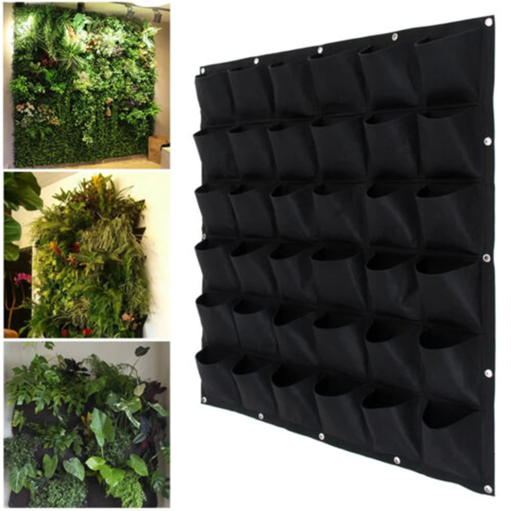 

36 Pockets Planting Bag Non woven Vertical Garden Planter Wall Mounted Hanging Reusable Water Retention