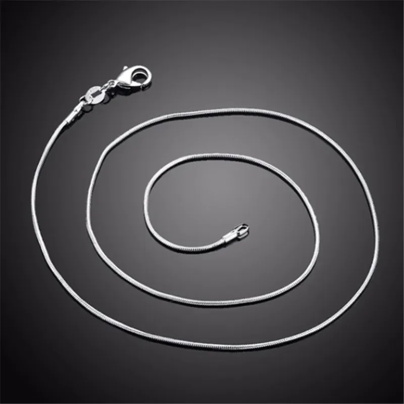 1MM 925 Sterling Silver Chain Fashion Sliver Necklace High Quality Snake Chain For Men And Women Jewelry