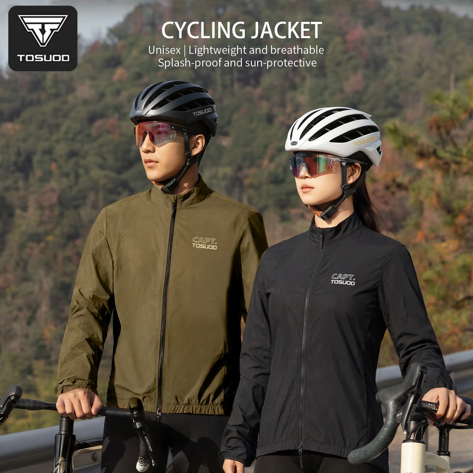 TOSUOD Frühlings- und Sommer-Radjacke, eine hintere Tasche, winddicht, atmungsaktiv, schnell trocknend, Sportmantel, Doppelreißverschluss-Design