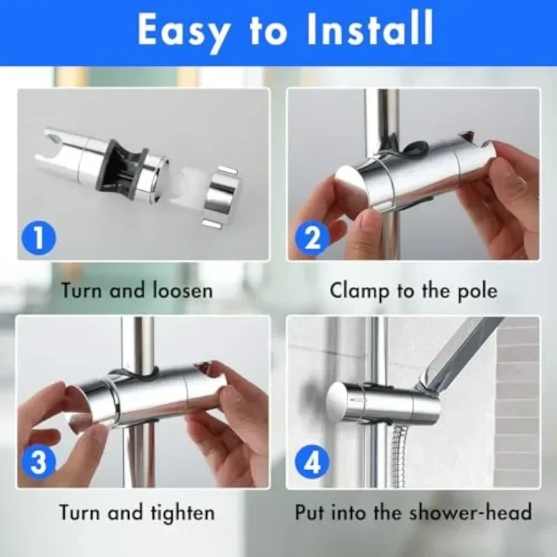 Adjustable Shower Holder Clamp Universal Shower Head Holder Shower Stand Rail Slide Bracket Bathroom Accessories 360° Rotation image 6