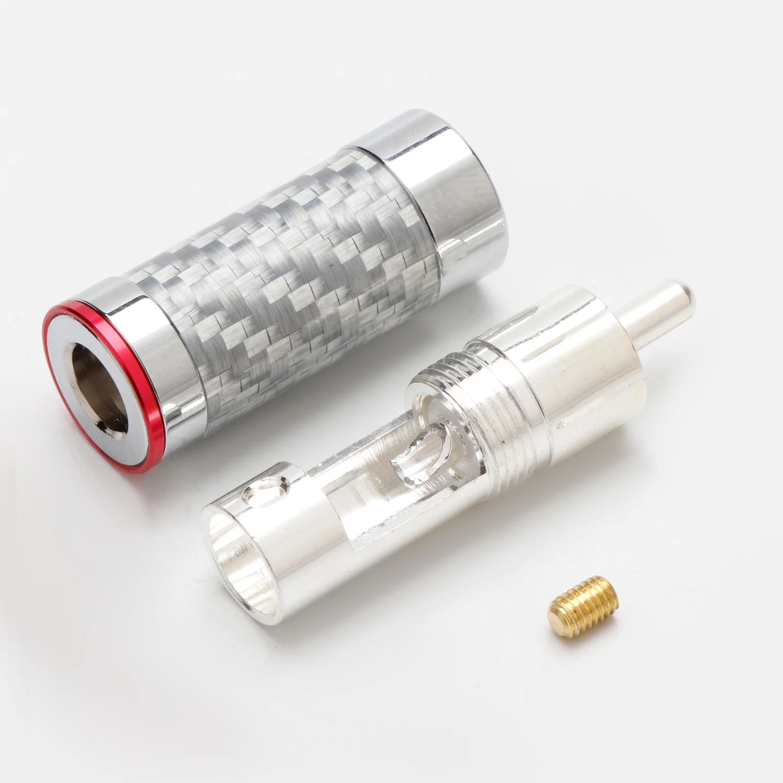 4 قطعة ألياف الكربون rca موصل الفضة مطلي/الذهب التوصيل RCA محطة HiFi الصوت جاك المتكلم RCA محول مأخذ التوصيل لحام سلك