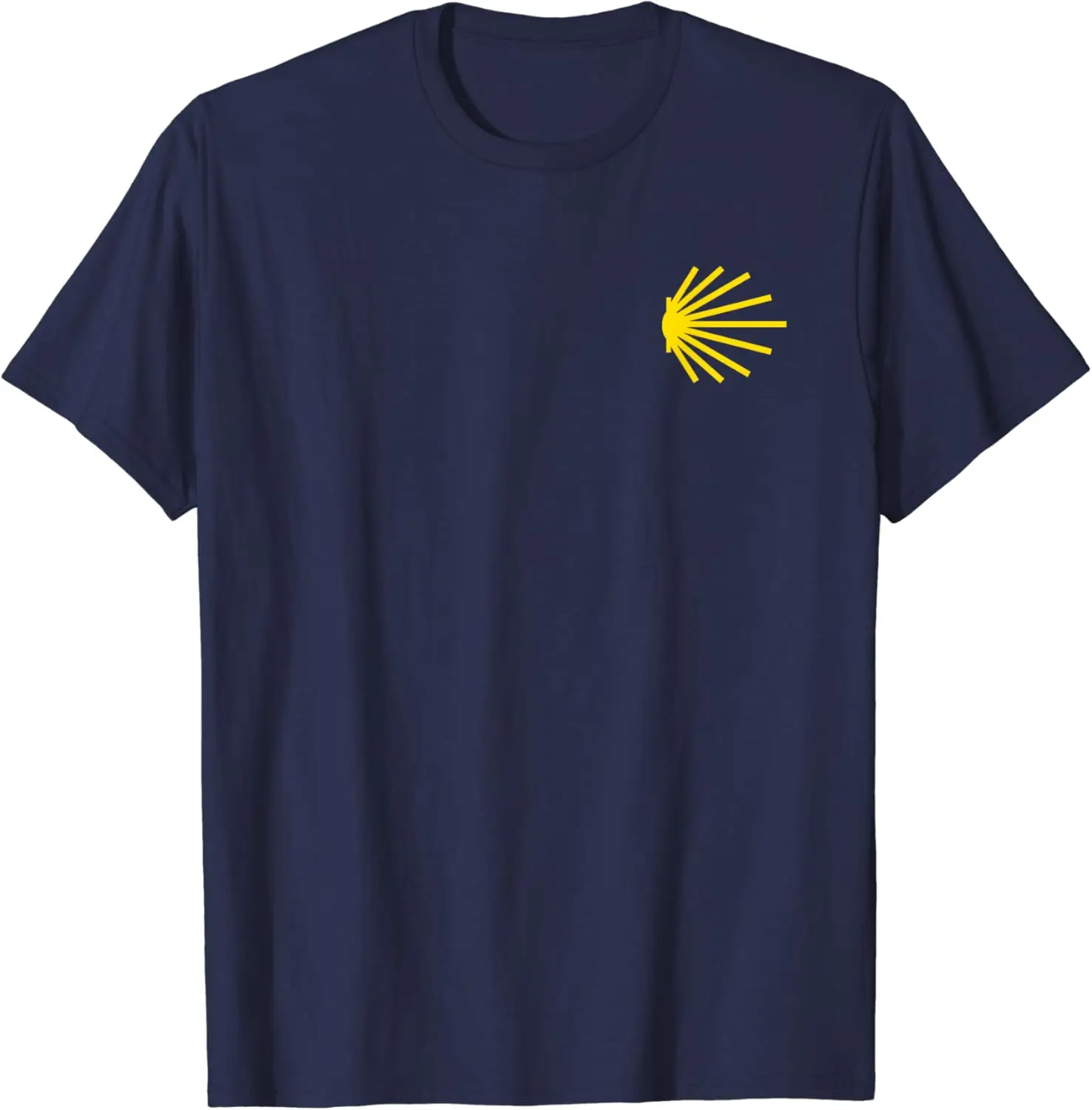 Camino De Santiago Scallop Shell Trail Symbol POCKET PATCH T-Shirt Short Sleeve Casual 100% Cotton Shift