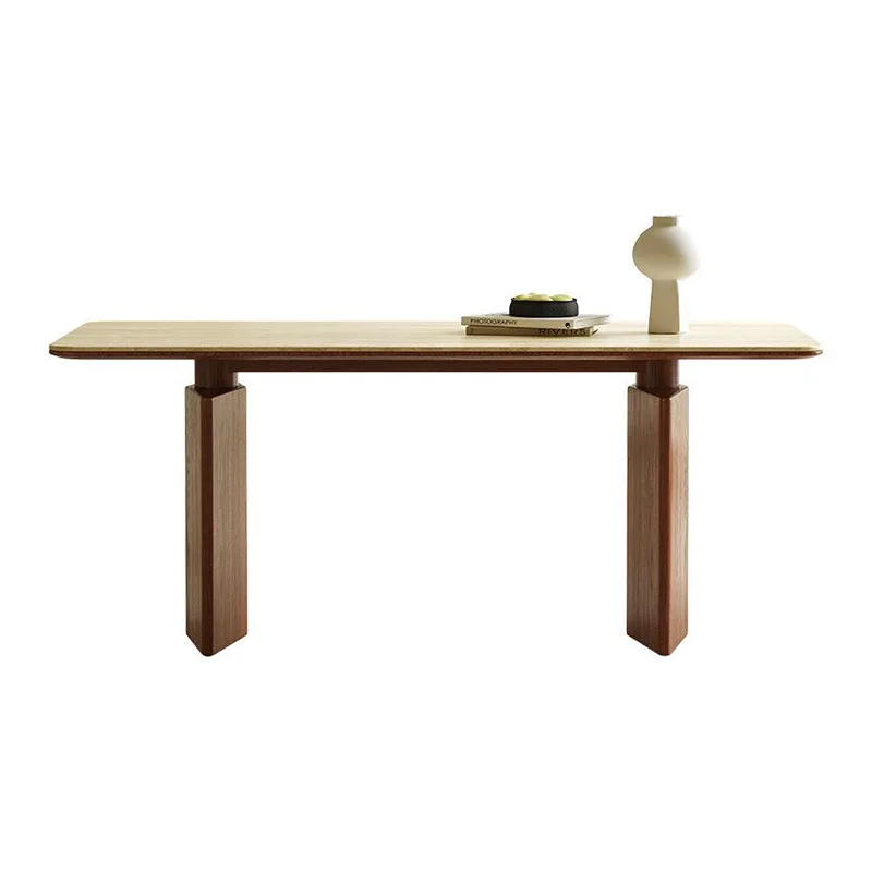 combination simple small apartment family restaurant rectangular cave stone dining table