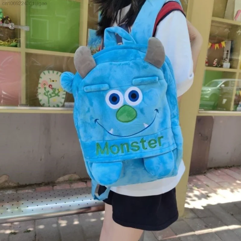 Disney Cartoon wielkie oczy Mike słodkie pluszowe plecaki Sullivan Monster University Y2k dziewczyna koreański styl podwójna torba na ramię Kawaii