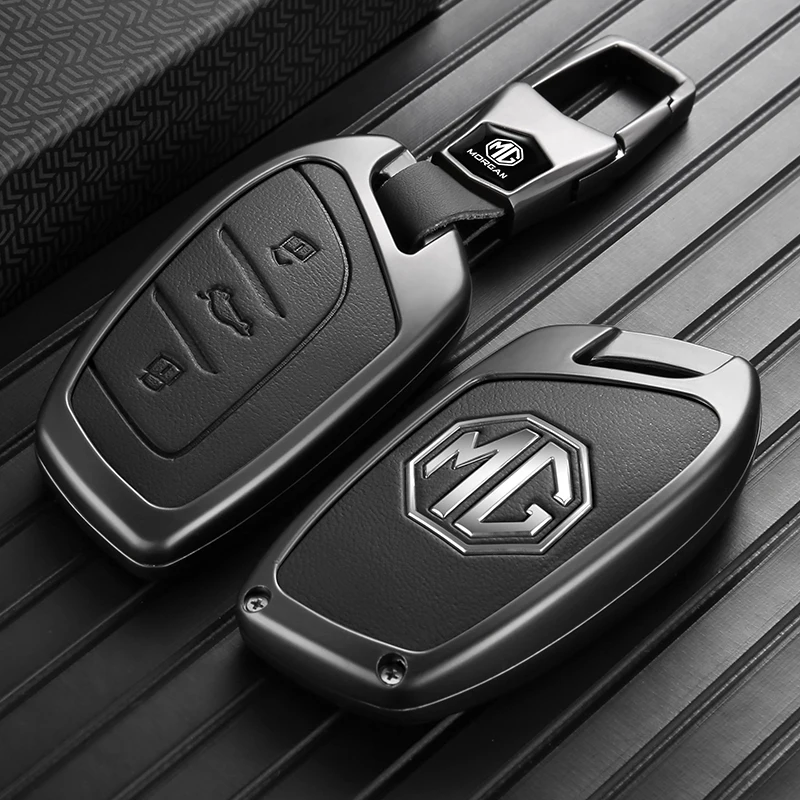 Étui de clé en alliage de zinc de qualité supérieure, compatible avec MG4 EV, MG5 Scorpion, MG6 Pro, ZS, HS, protège-clé de télécommande intelligente, housse de clé de voiture avec porte-clés