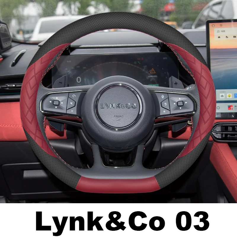 

Leather Car Steering Wheel Cover For Lynk&Co 03 2018-2024 2025 wear-resistant Auto Steering Wheel Cover Lynk&Co 03 Accessories