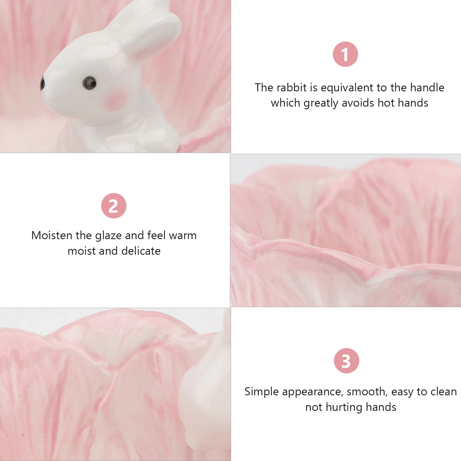 

1Pcs Pink Ceramic Rabbit Bowl Adorable Baby Tableware Safe Eating Gift Ceramics Bowl Relish Tableware Food Container