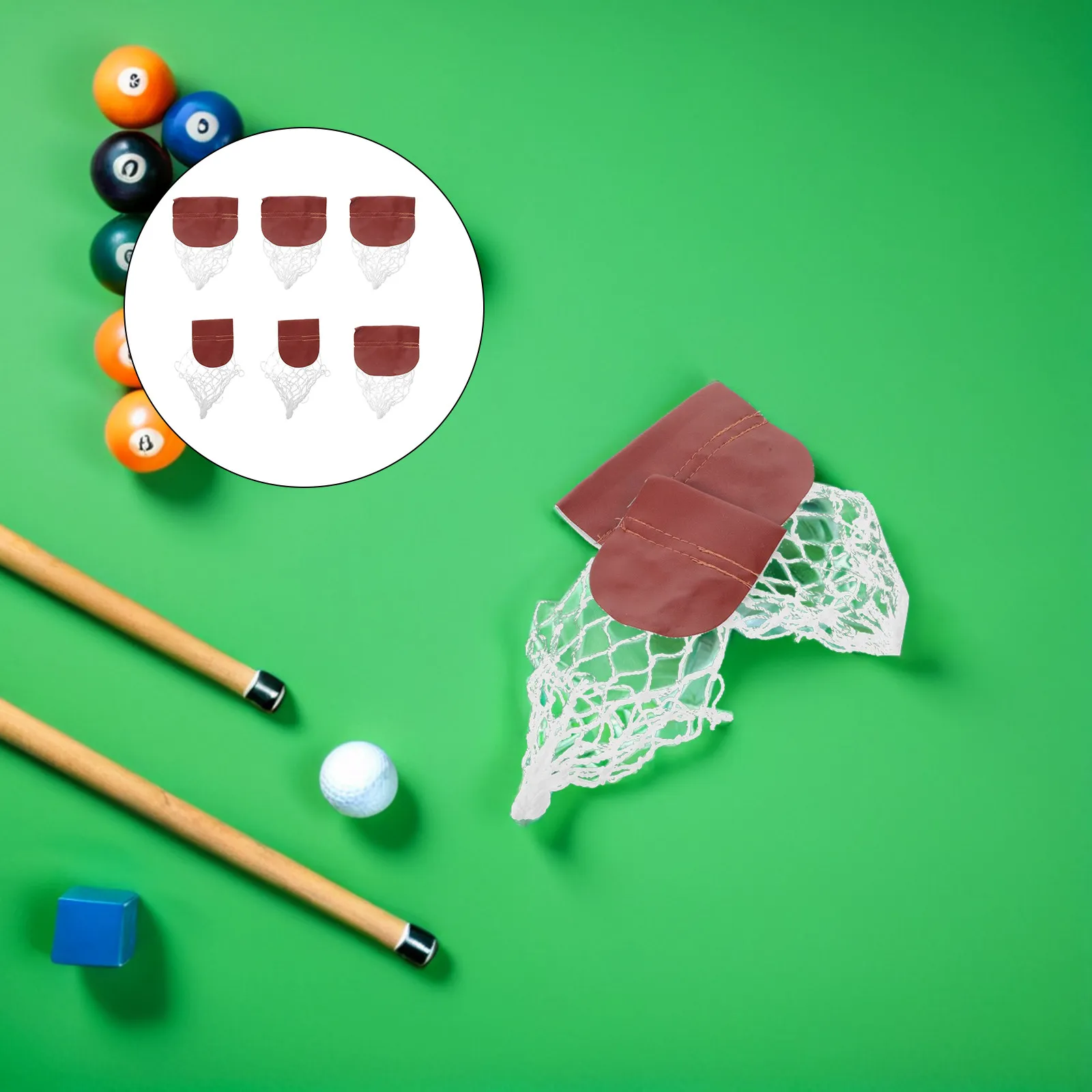 

6Pcs Pool Table Pocket Liner Net Set Heavy Duty Drop Style Billiard Replacement Pockets for Home Club Use 7.5x2.4 Inch Billiards