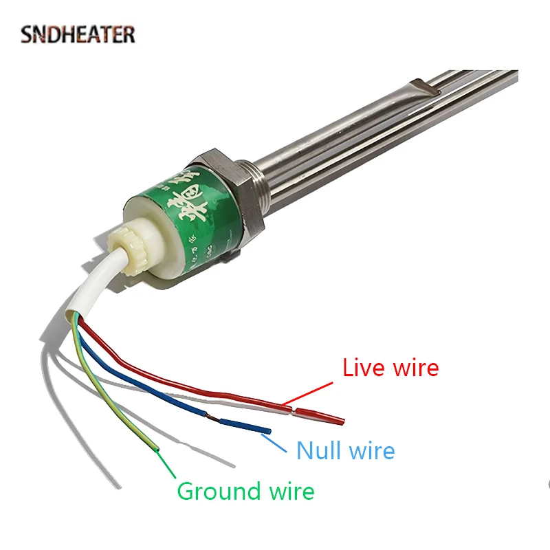 SNDHEATER 220V Electric Solar Water Heater Tube Side Insert G3/4 25MM Thread Immersion Heating Element 1.5KW with Probe Tube
