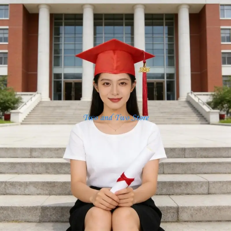 

HX6F Graduation Cap Knit Square Design Bachelor Hat For Graduates Year of 2026 Grad Doctor Hat for Graduation Ceremony