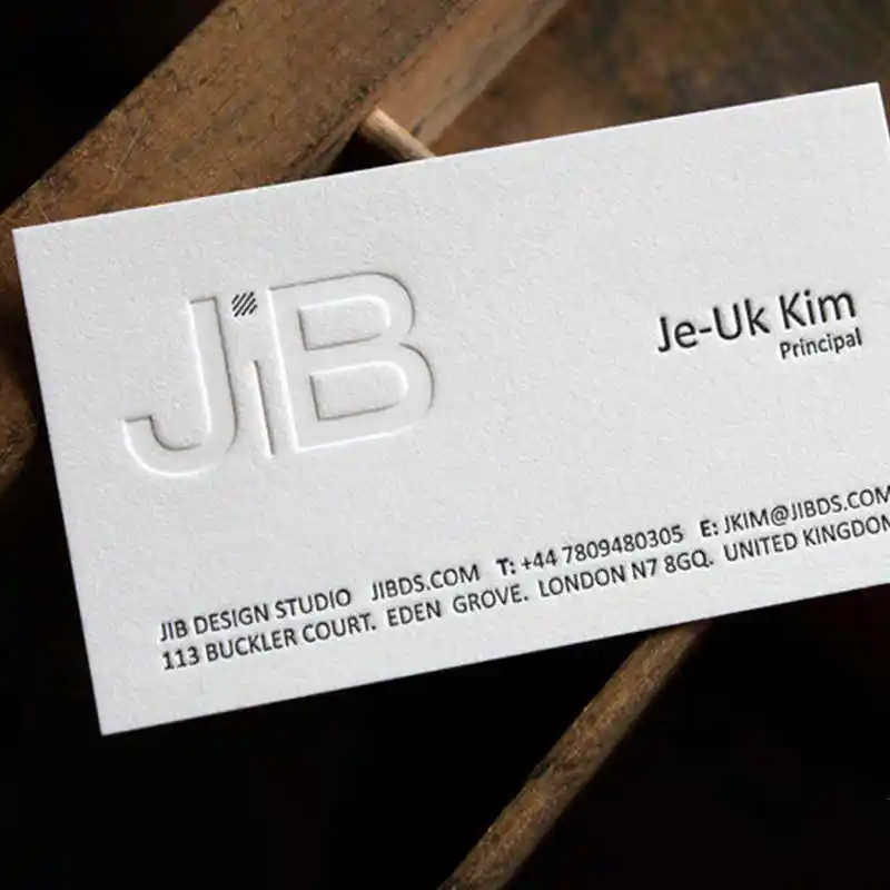 480gsm Embossed Business Cards Custom Logo White Cardboard Premium Digital Printing Thick for Corporate Personal Use
