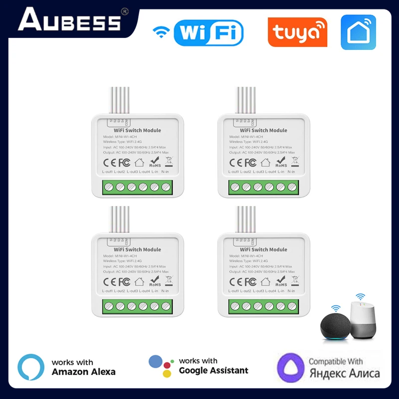 Tuya WiFi 1/2/3/4 Gang Smart Switch Module With Dual Way Control Smart Life Smart Home Works With Alexa Google Home Yandex Alice