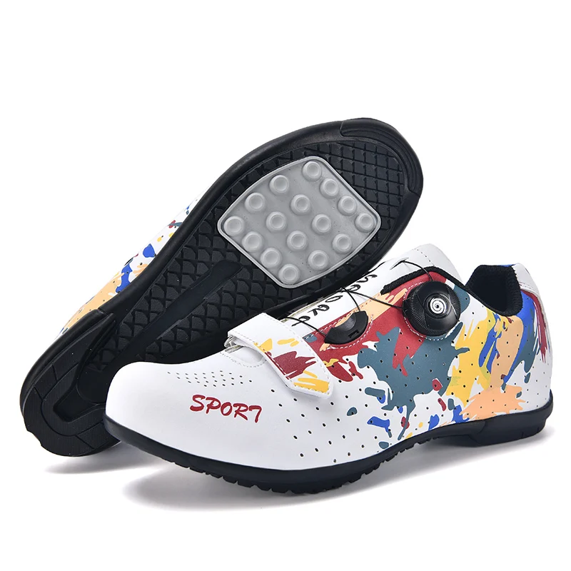 

Lock-Free Cycling Shoes Flat Pedal Shoes Men Bike Cleat Sneaker MTB Bicycle Biking Women Breathable Indoor Boots