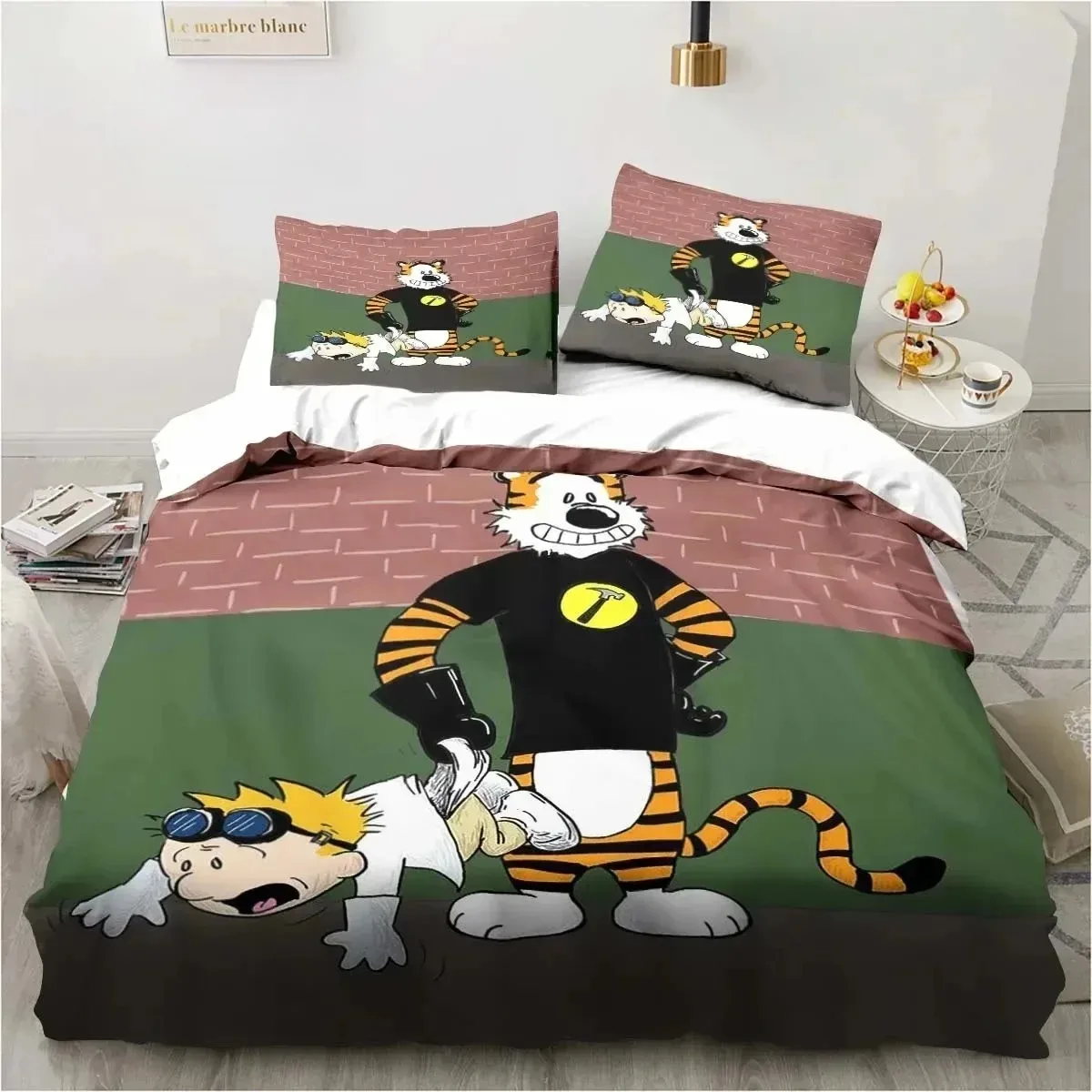 

Cartoon Calvin Hobbes 3D Print Bedding Set Single Twin Full Queen King Size Bed Set Adult Boys Bedroom Bedding Gift