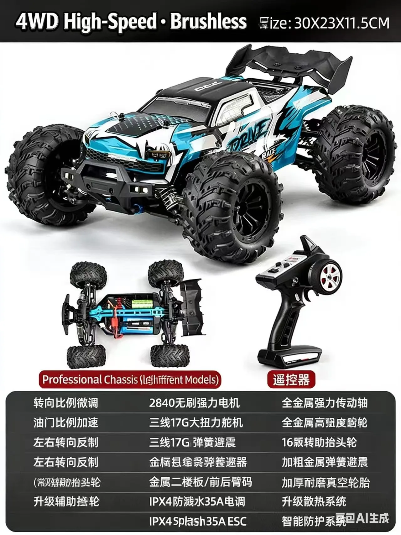 SCY 70Km/h 1/116101 16102 PRO High Speed Drift Monster Off-road Remote Control Vehicle Electric Crawler Toy Gift