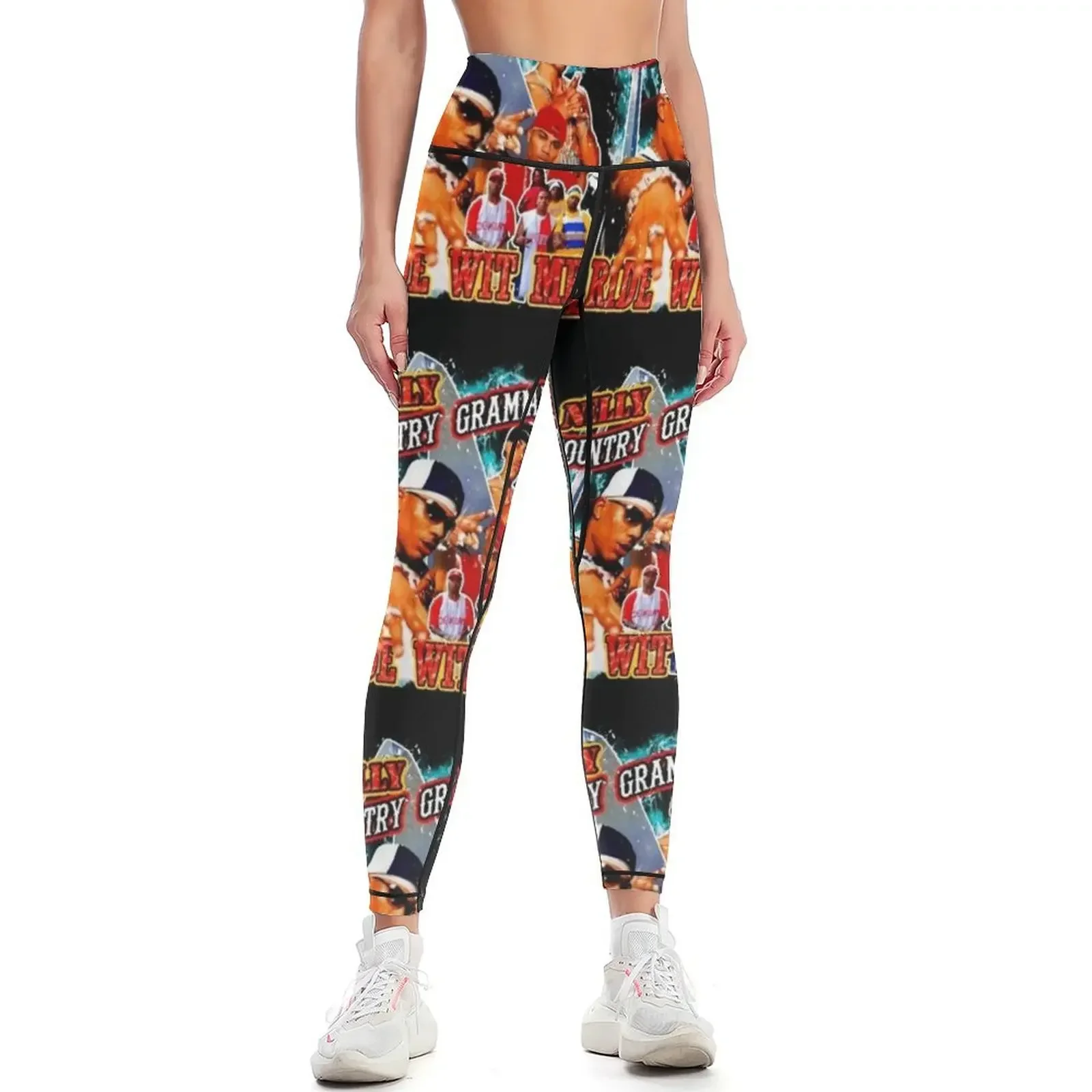 

Vintage Inspired Hip Hop Nelly 90s Rap Tee Leggings workout shorts sports for legging pants raises butt Womens Leggings