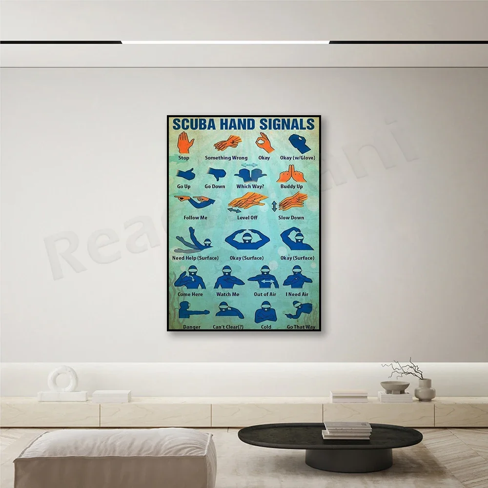 Scuba Hand Signals Matte Vertical Poster, Hand Signals Poster, Scuba Diving Poster No Frame