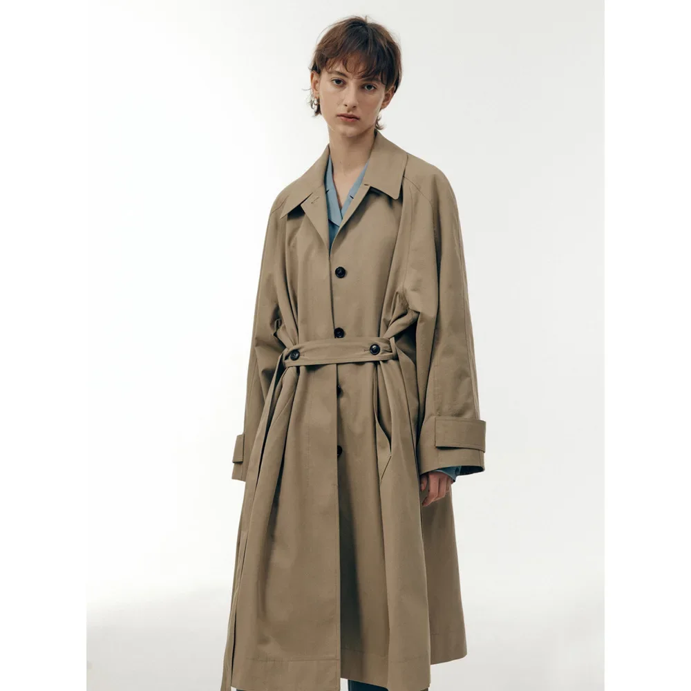 

The L0W 23ss Women's Casual Trench Female Belted Single Breasted Long Fashion Trench Coat High Street Traf Jacket Long Coat