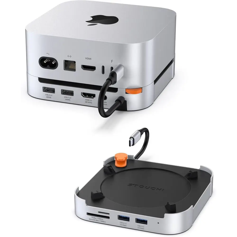 

M4 Docking Station with 8TB NVMe SSD, Dual USB 10Gbps, 4K HDMI, SD Card Slot, Dual USB Ports, Audio Jack, Power Button, Wi-Fi