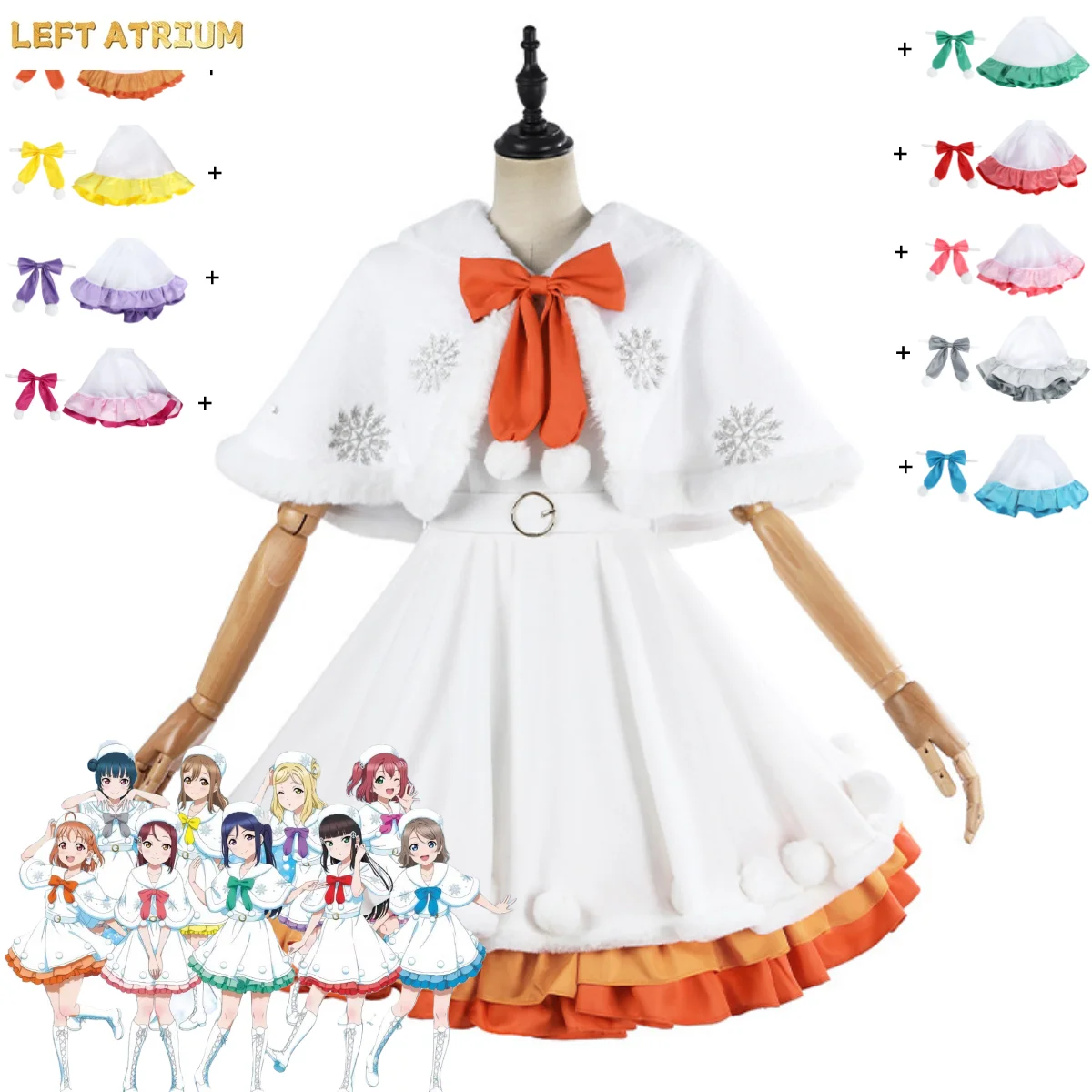Disfraz de Cosplay de Lovelive, Takami Chika, Kanan Matsuura, Takami Chika, Watanabe You, Kurosawa Dia, Tsushima Yoshiko, Vestido de Coro, Capa