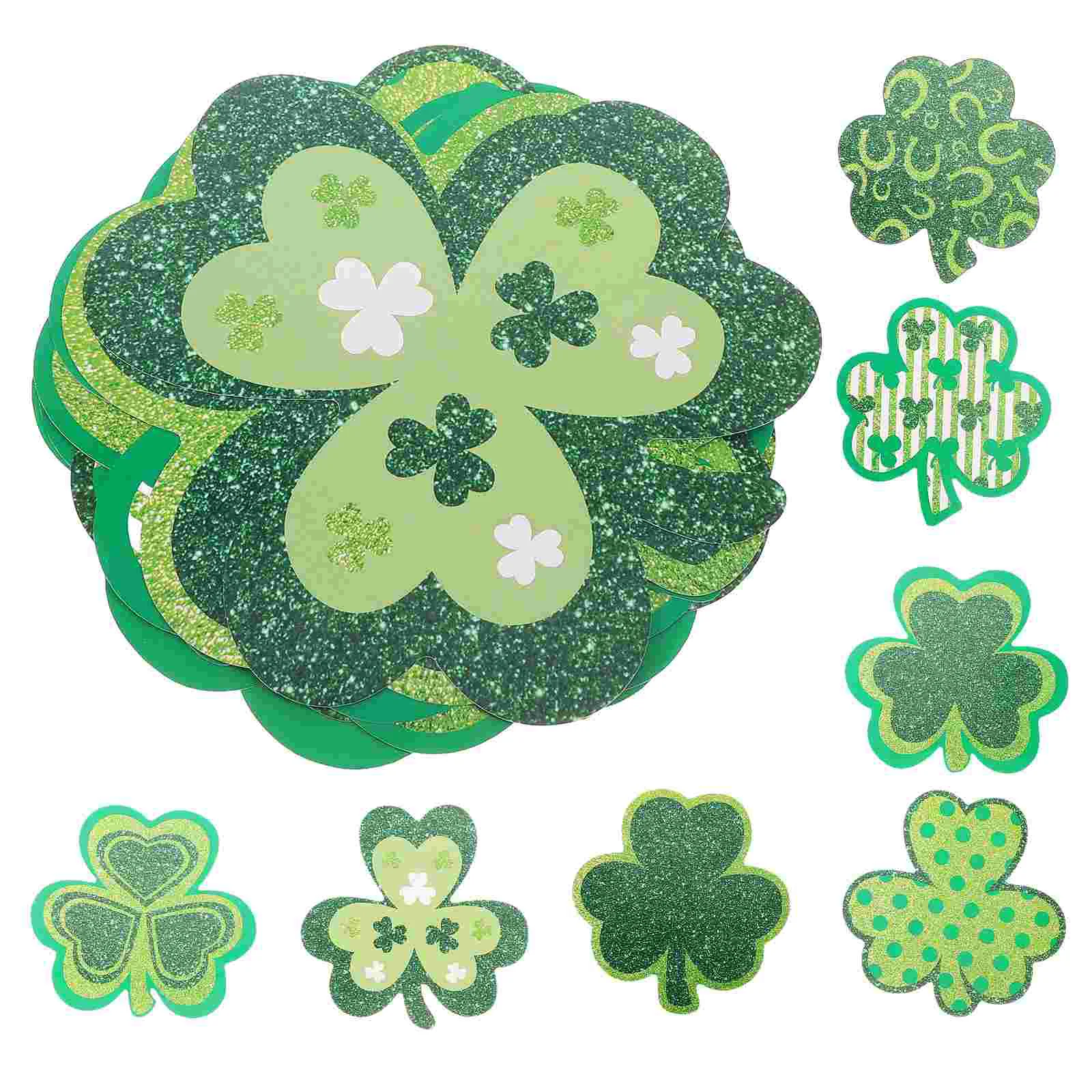 16 Pcs St Patrick Wall Sticker Irish Dance Shamrock Decorations Glitter Foam Hanging Vacation Party Supplies Home Decor