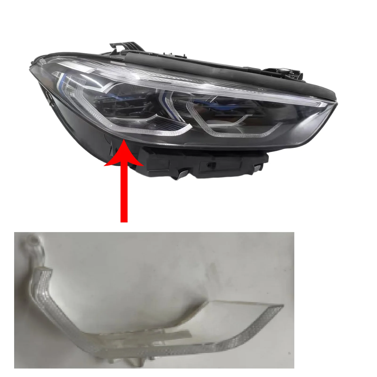 Pour BMW Série 8 G15 Blocs de guidage de lumière de phare, modules de guidage de lumière de phare transparents et bandes de guidage de lumière