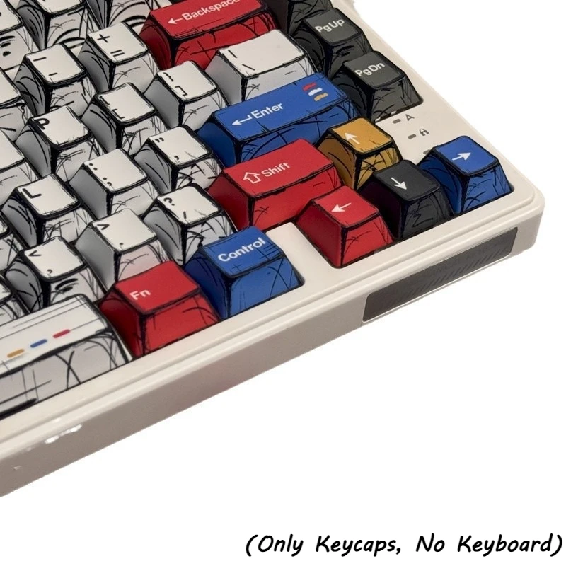 Comic-Style Mixed-Color Keycaps 136 Keys CHERRY Height Keycap Set Hand-Painted Comic-Style Keycap Mechanical Keyboard Keycaps