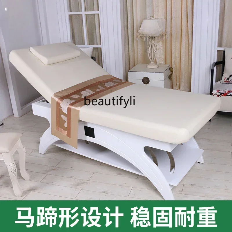 Solid Wood Facial Bed High-End Beauty Body Massage Bed Massage Therapy Step Back to Bed