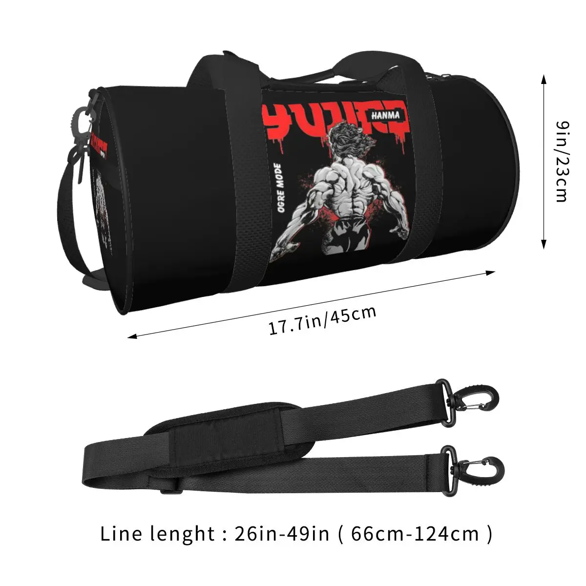 Hanma Baki Sport Bags Manga Cool Boy Large Gym Bag Outdoor Men Design Handbag Training Retro Fitness Bag