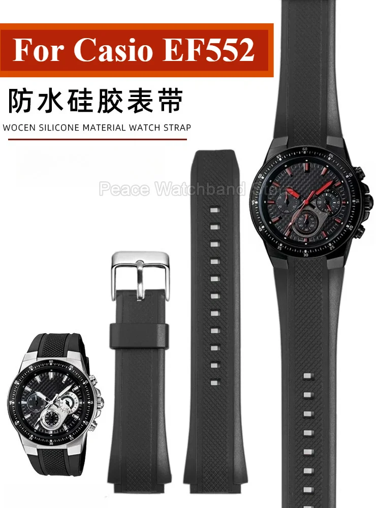 Black High Density Resin Watchband Dedicated Interface for Casio Edifice 5119 EF-552 Scratch Resistant Anti Abrasion Easy Clean